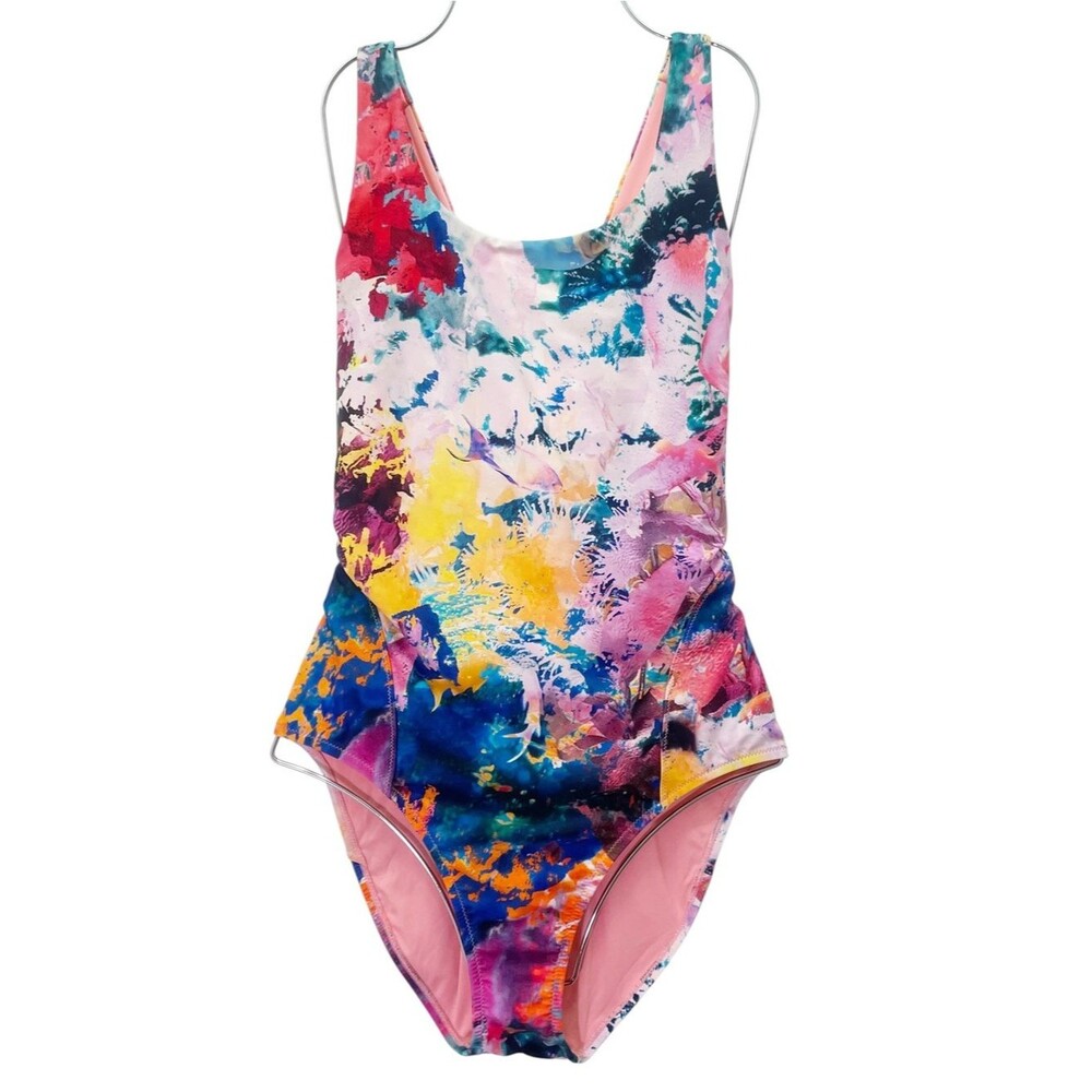 Sweaty Betty Springboard Coral Swimsuit One Piece Open Back Size Large View 2
